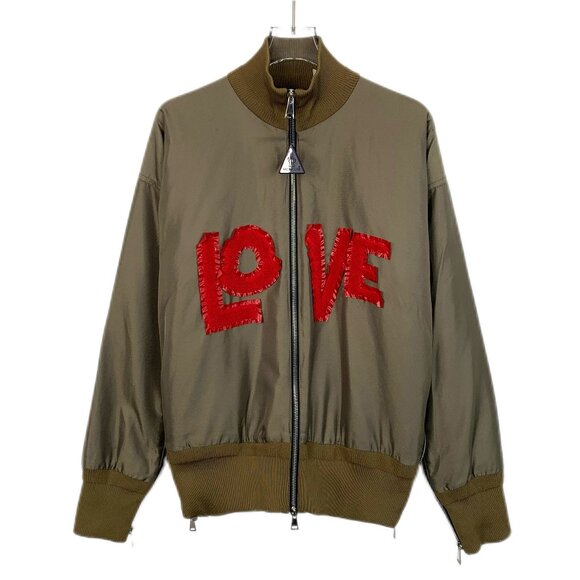 H13738 Moncler Lacaire series dark brown letter embroidered stand collar zipper - Picture 1 of 8